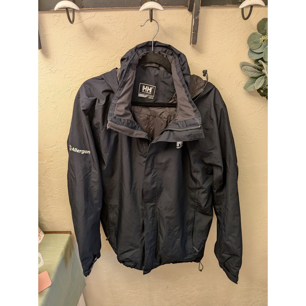 Helly Hansen Waterproof Shell Jacket XL TG‎ Mens Navy Blue Allergan Logo